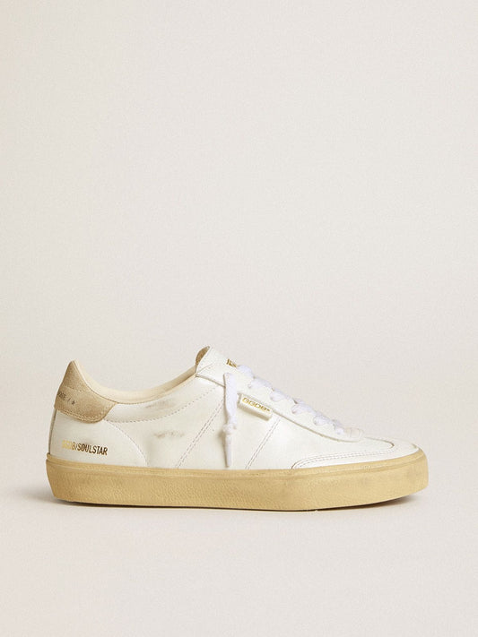 Women's Soul Star in white leather with beige suede heel tab | Golden Goose