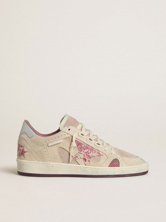 Women's Ball Star LTD in pink and beige suede with pearl-gray leather heel tab | Golden Goose