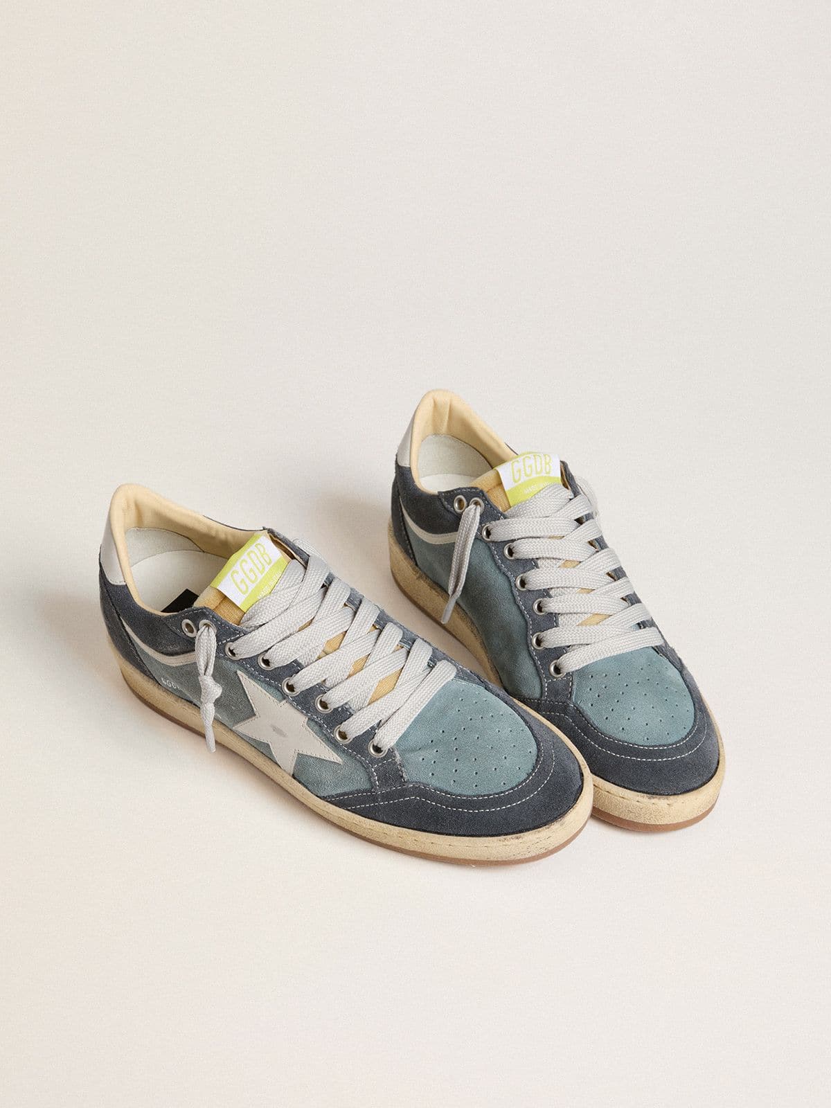 Women's Ball Star LTD in light blue suede with milk-white leather star and heel tab | Golden Goose