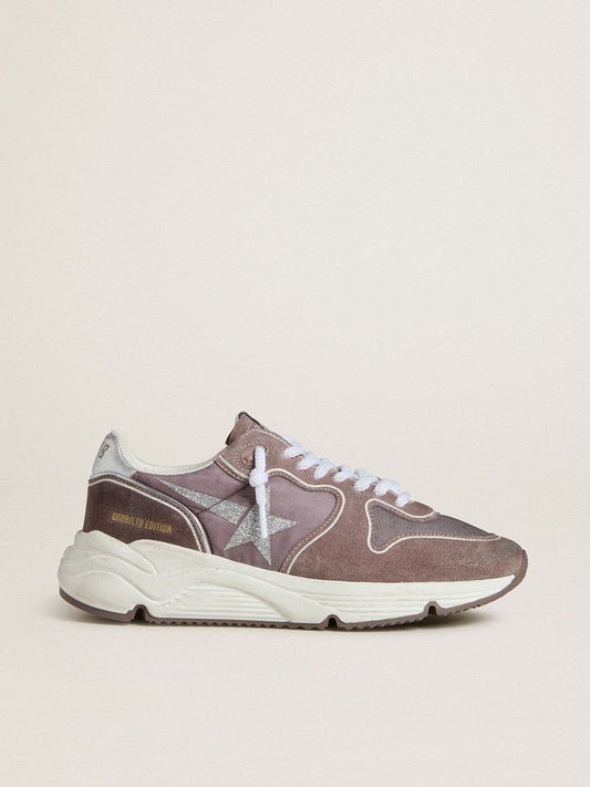 Women's Running Sole  in lavender nylon and suede with printed star and silver leather heel tab | Golden Goose