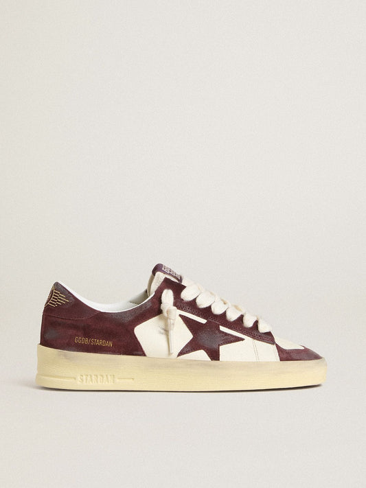 Women’s Stardan in white nappa with burgundy suede star and heel tab | Golden Goose