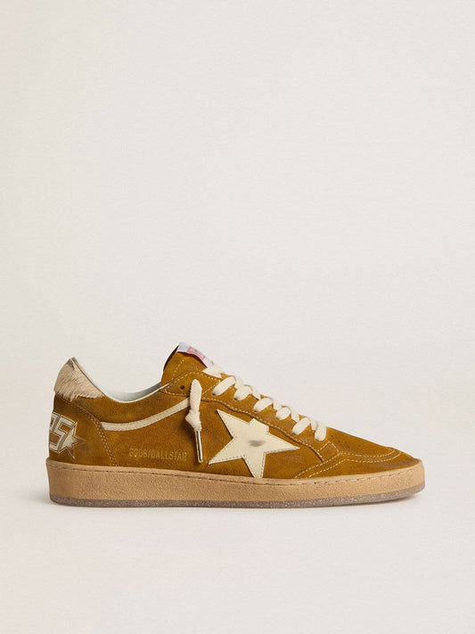 Women's Ball Star in suede with beige leather star and pony skin heel tab | Golden Goose