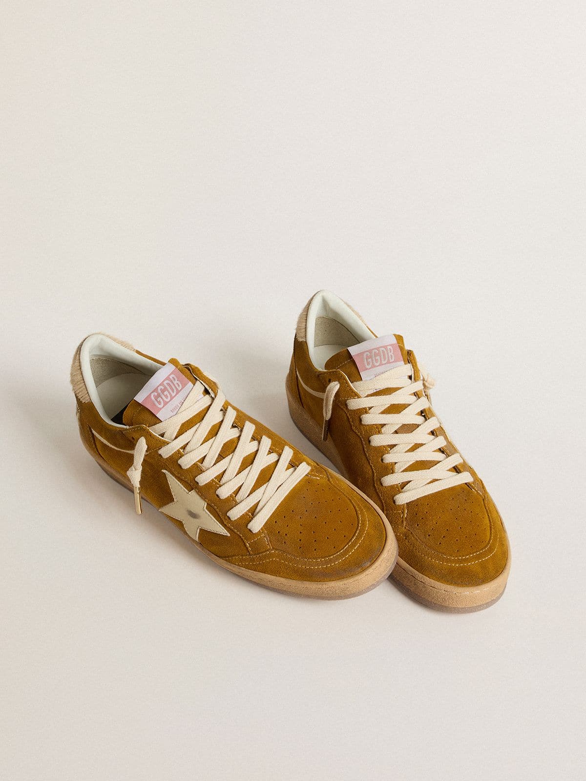 Women's Ball Star in suede with beige leather star and pony skin heel tab | Golden Goose