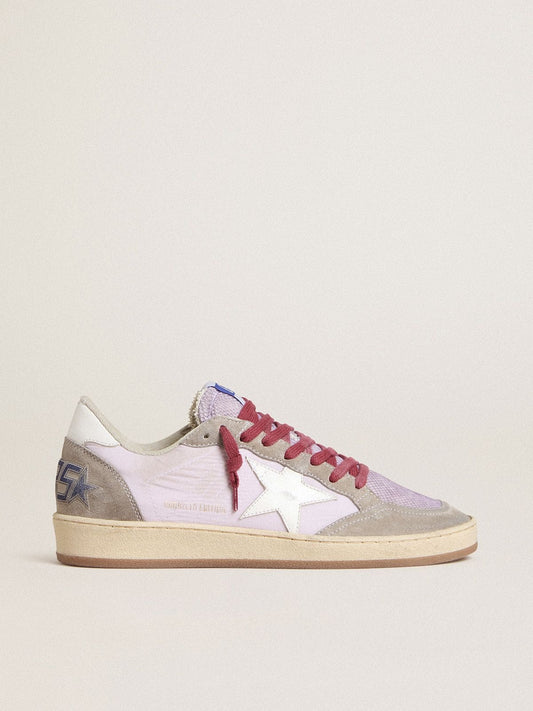 Women's Ball Star LTD in lilac nylon with white leather star and suede inserts | Golden Goose