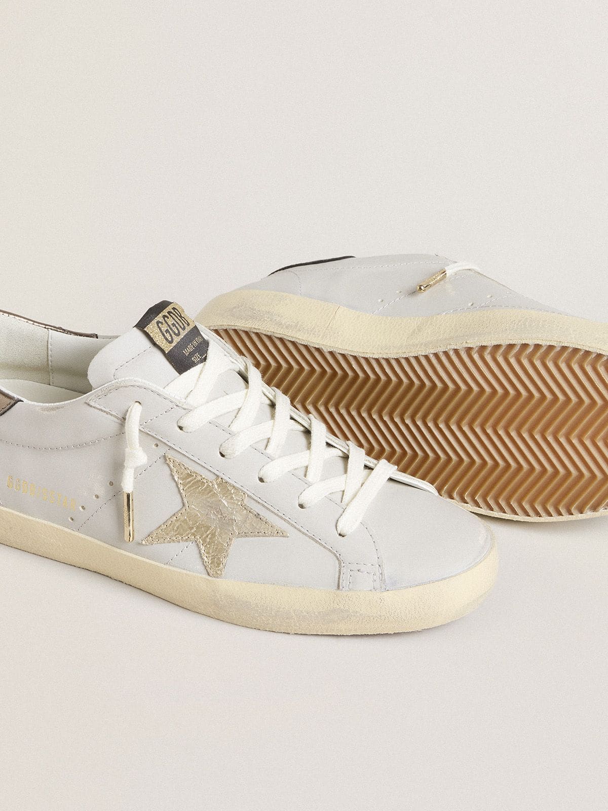 Super-Star with crackle leather star and metallic foiled leather heel tab | Golden Goose