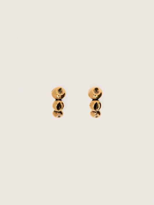 Hoop earrings with antique gold-colored studs | Golden Goose
