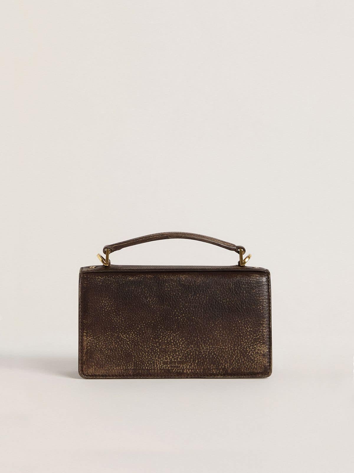 Small Venezia Bag in dark brown leather with gold buckle | Golden Goose