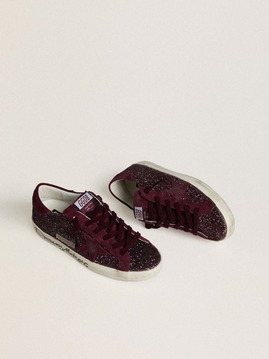 Women's Super-Star LTD in cherry glitter with cherry suede star | Golden Goose