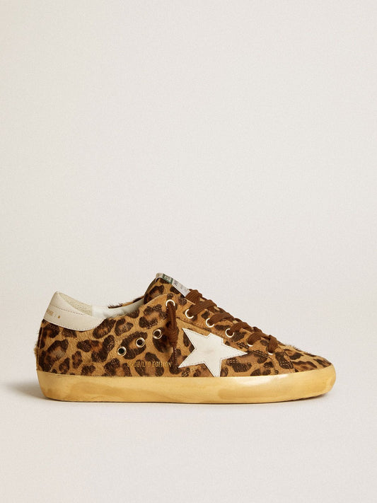 Women’s Super-Star  in leopard-print pony skin with leather star and heel tab | Golden Goose