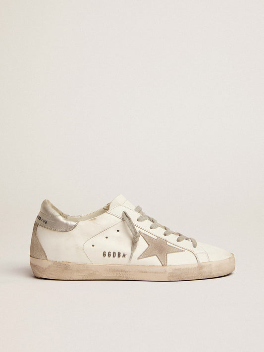 Women's Super-Star with silver heel tab and metal stud lettering | Golden Goose