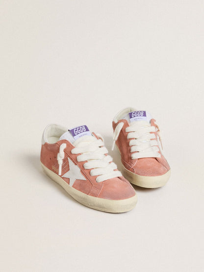 Women’s Super-Star in coral suede with white leather star and heel tab | Golden Goose