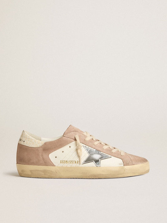 Women’s Super-Star sneakers in pink suede with silver metallic leather star | Golden Goose