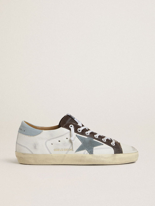 Women’s LTD Super-Star with light blue suede star and light blue canvas heel tab | Golden Goose