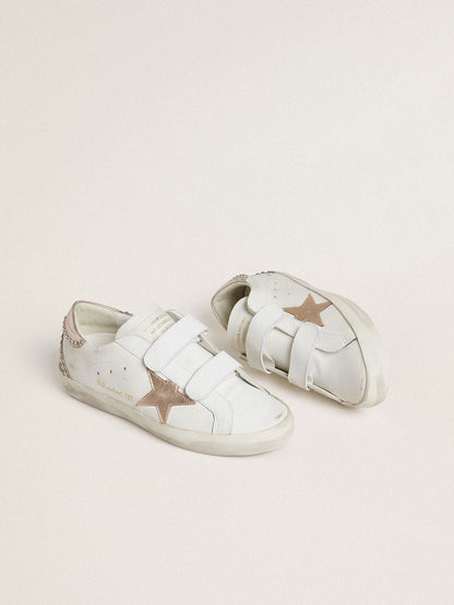 Women’s Old School LTD with rose gold metallic leather star and heel tab | Golden Goose