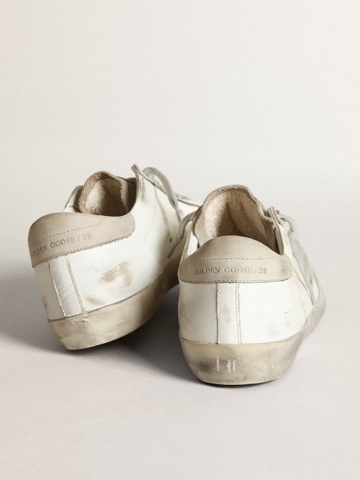 Women's Super-Star in white leather with perforated star and beige nubuck heel tab | Golden Goose