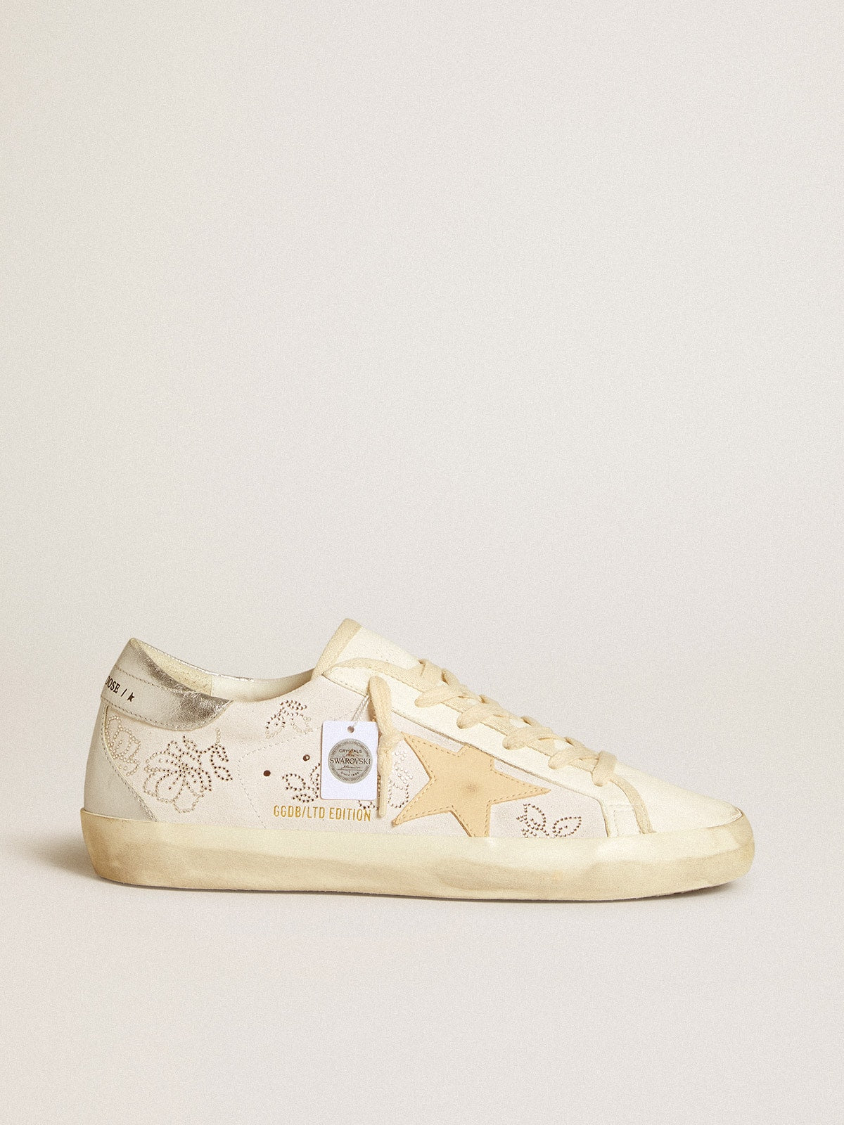 Women's Super-Star  with Swarovski crystals and smoke gray leather star | Golden Goose