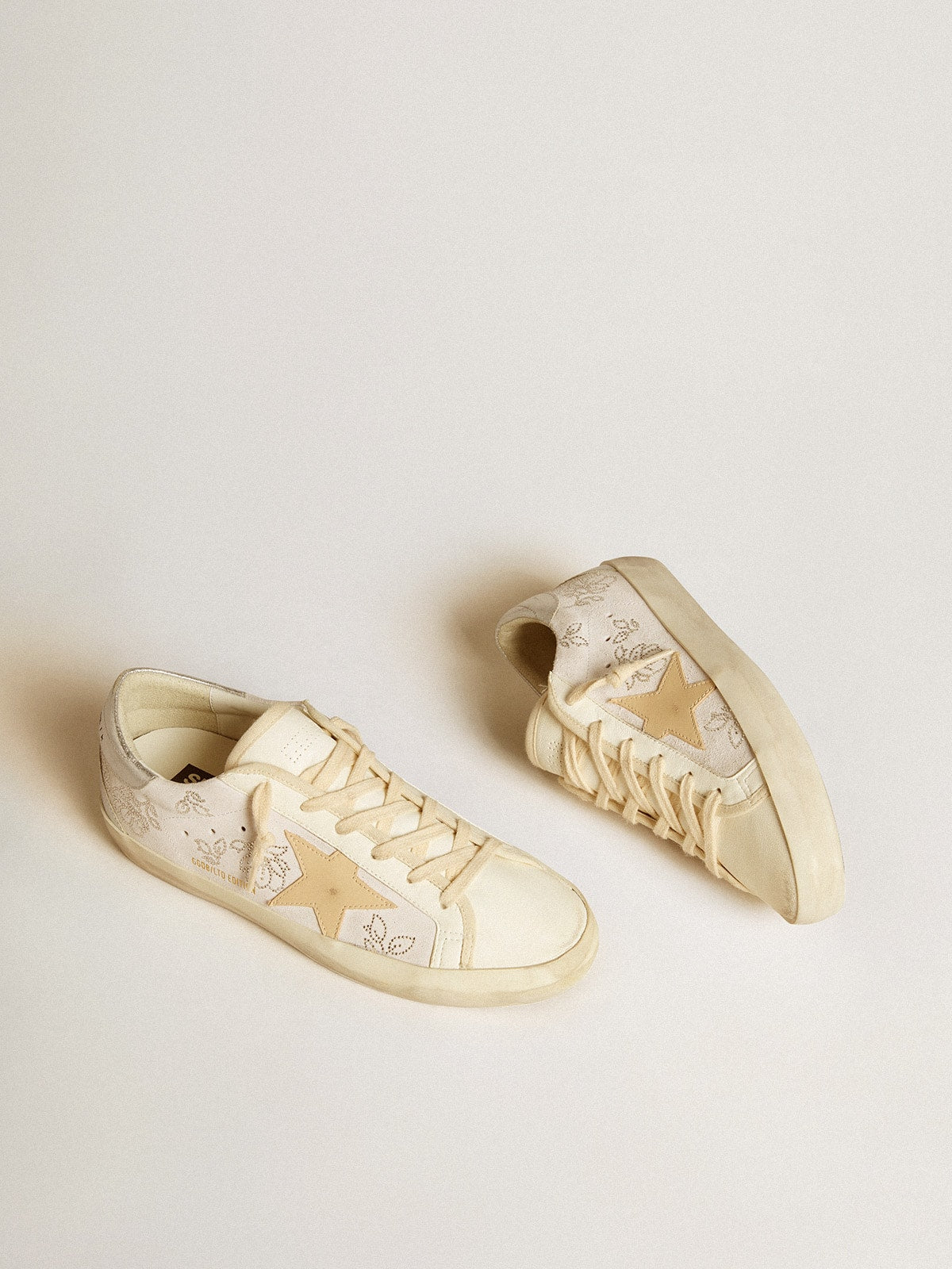 Women's Super-Star  with Swarovski crystals and smoke gray leather star | Golden Goose