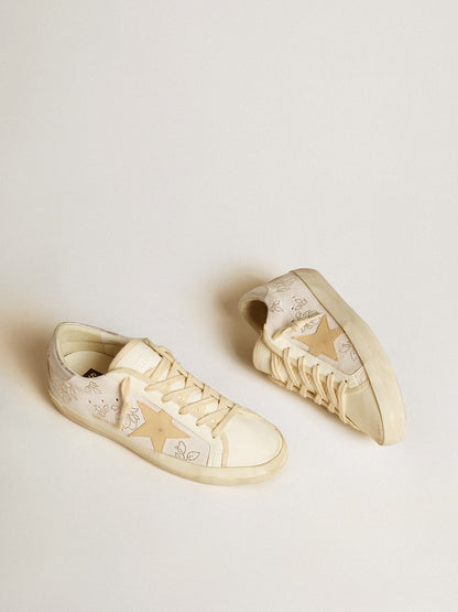 Women's Super-Star  with Swarovski crystals and smoke gray leather star | Golden Goose
