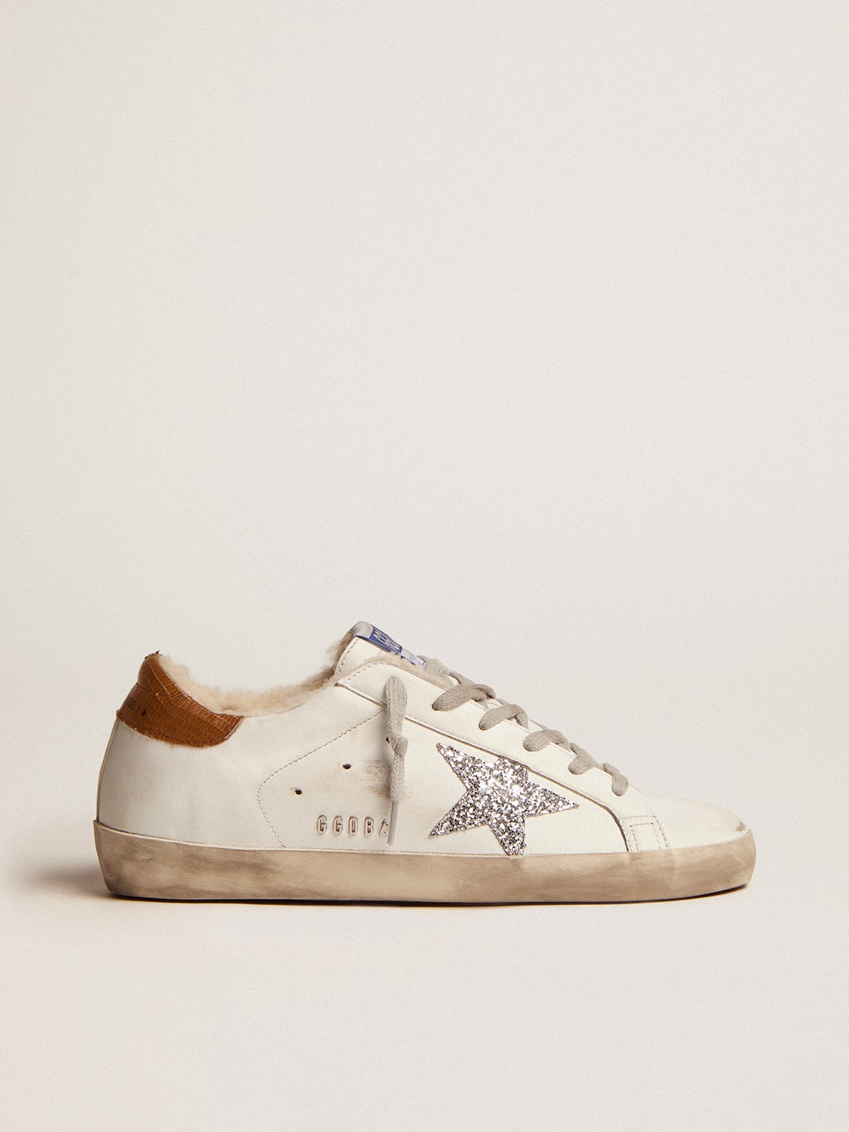 Women's Super-Star with shearling lining and silver glitter star | Golden Goose