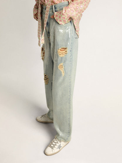 Women's Super-Star with shearling lining and silver glitter star | Golden Goose