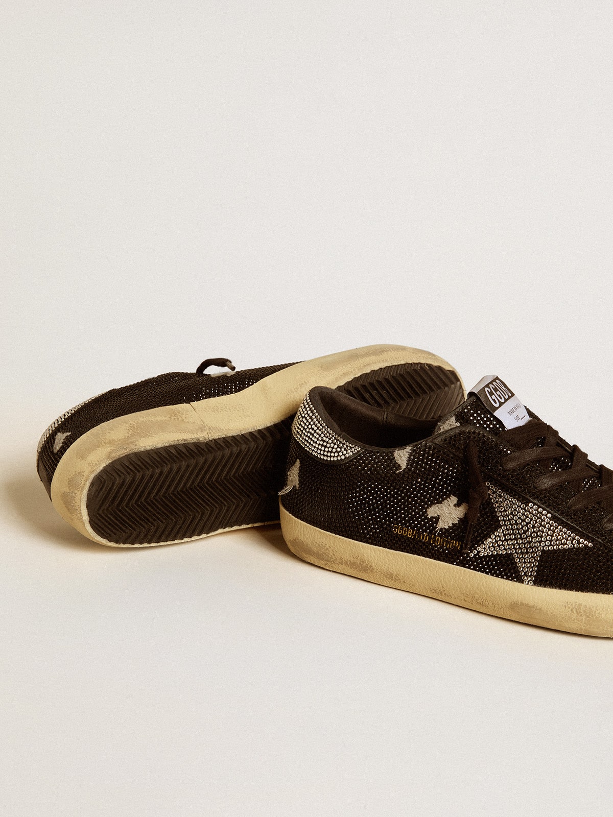 Women's Super-Star in suede and Swarovski crystals with silver star | Golden Goose