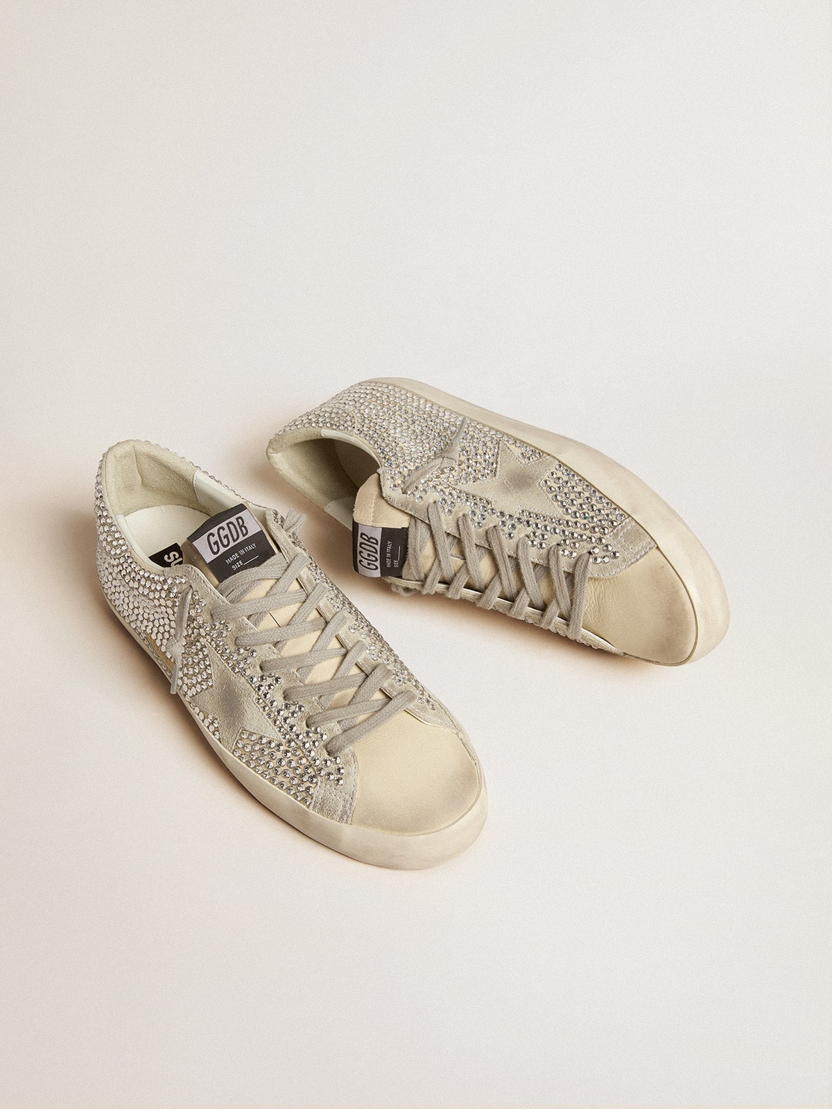Super-Star in nubuck with Swarovski crystals and ice-gray suede star | Golden Goose