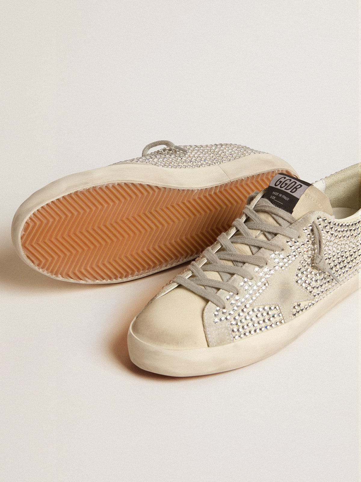 Super-Star in nubuck with Swarovski crystals and ice-gray suede star | Golden Goose