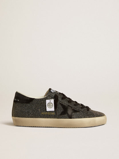 Women’s Super-Star in black Swarovski crystals with black suede star | Golden Goose