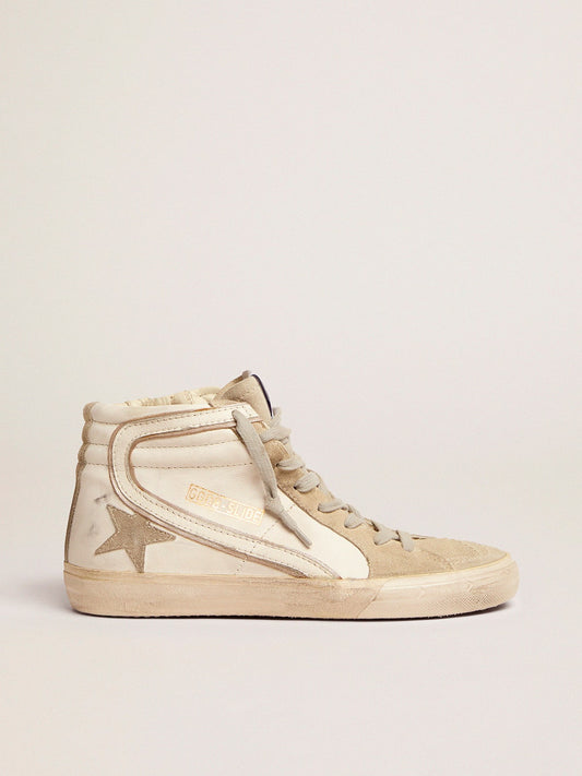 Women's Slide with ice-gray suede star and white flash | Golden Goose