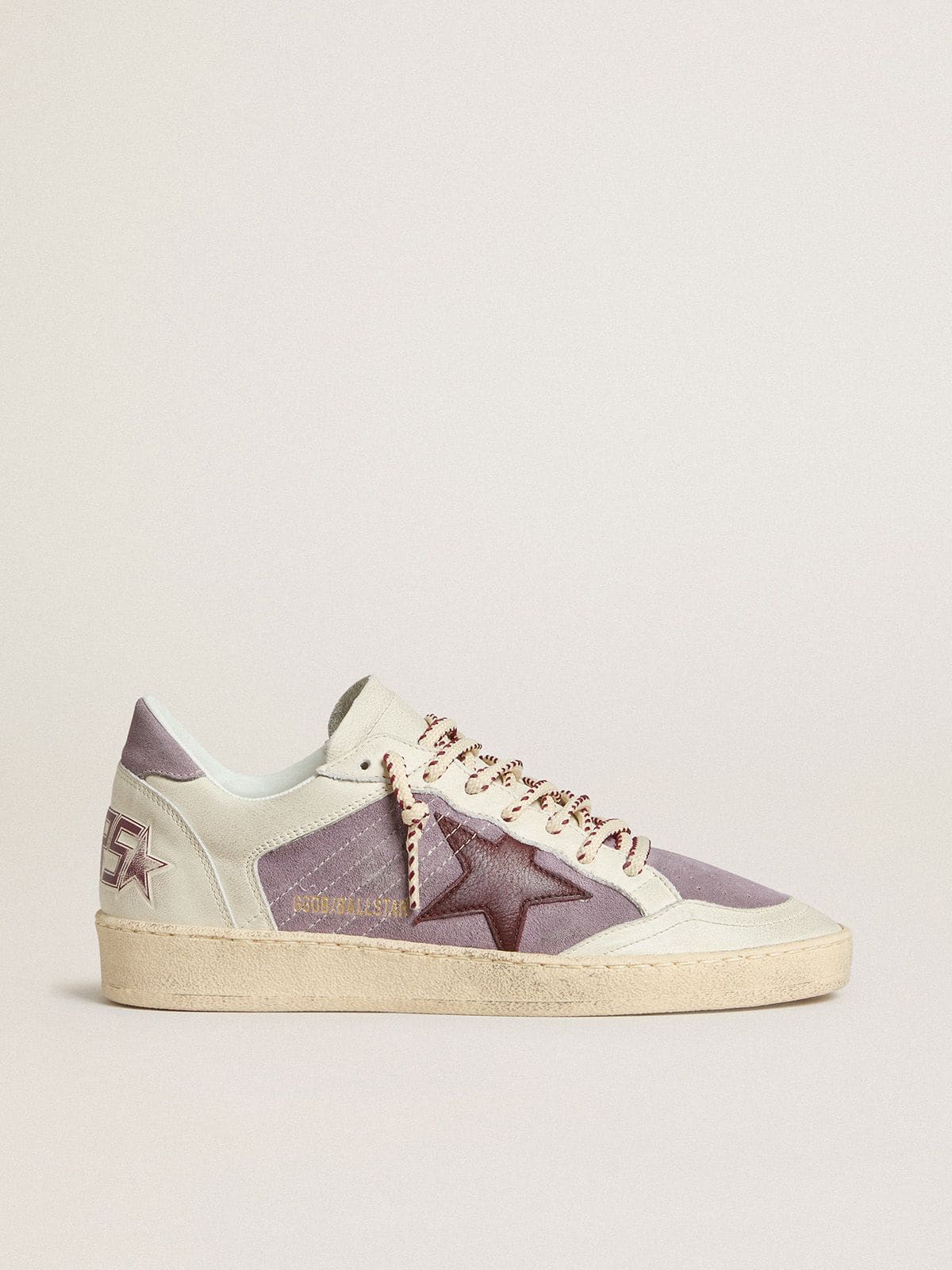 Women’s Ball Star in lilac suede with burgundy leather star and lilac suede heel tab | Golden Goose