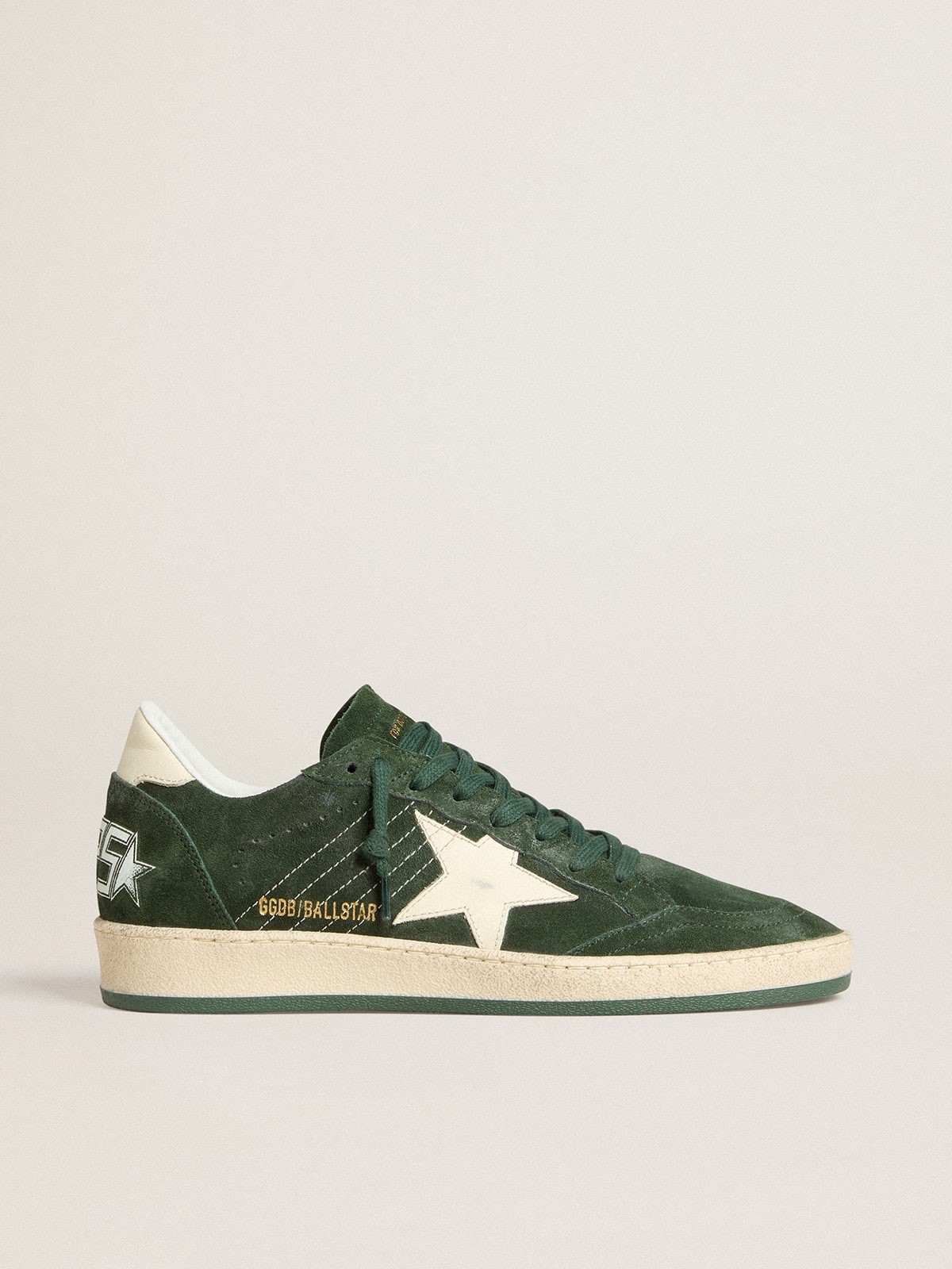 Women's Ball Star in green suede with white leather star and heel tab | Golden Goose