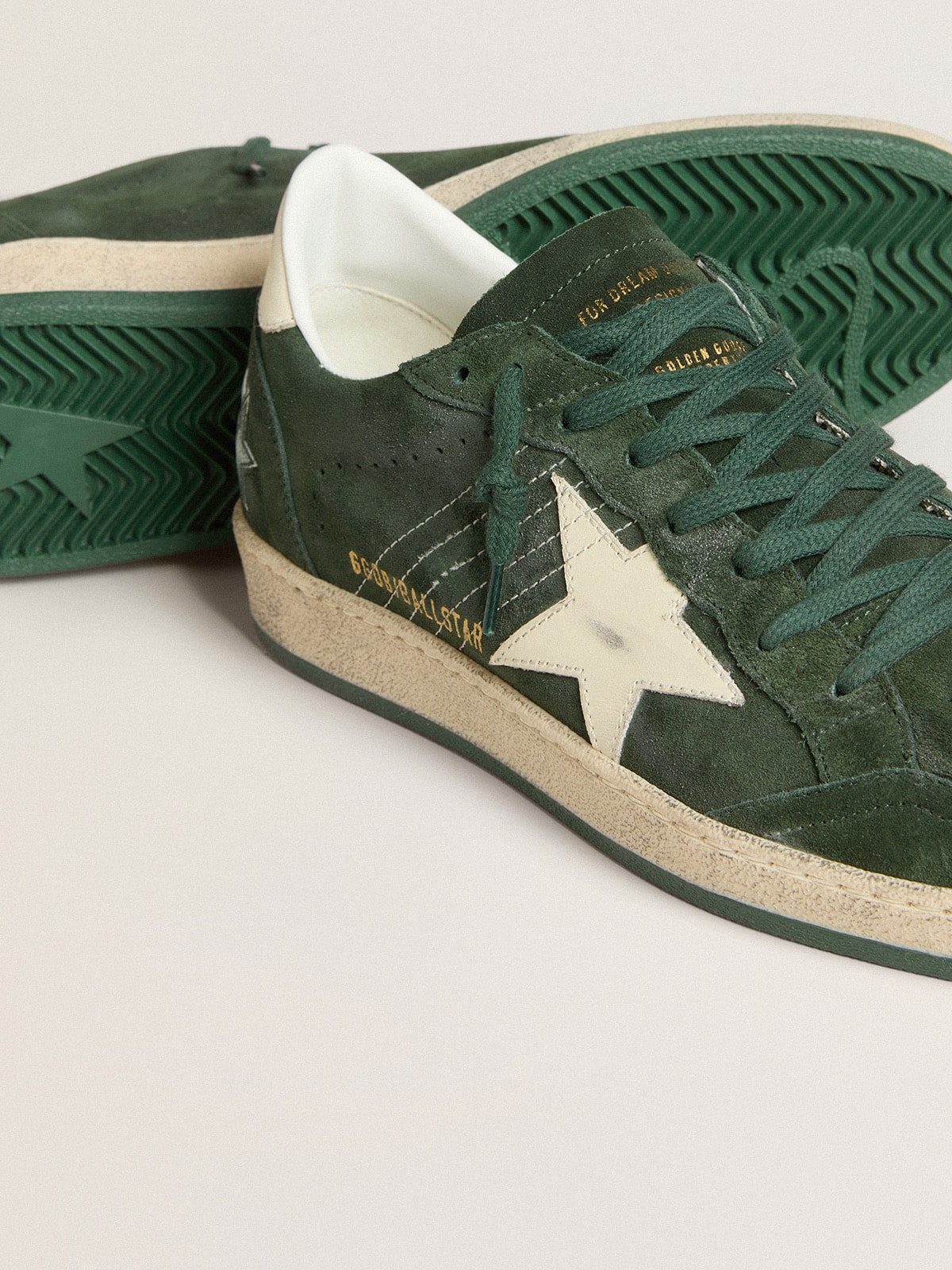 Women's Ball Star in green suede with white leather star and heel tab | Golden Goose