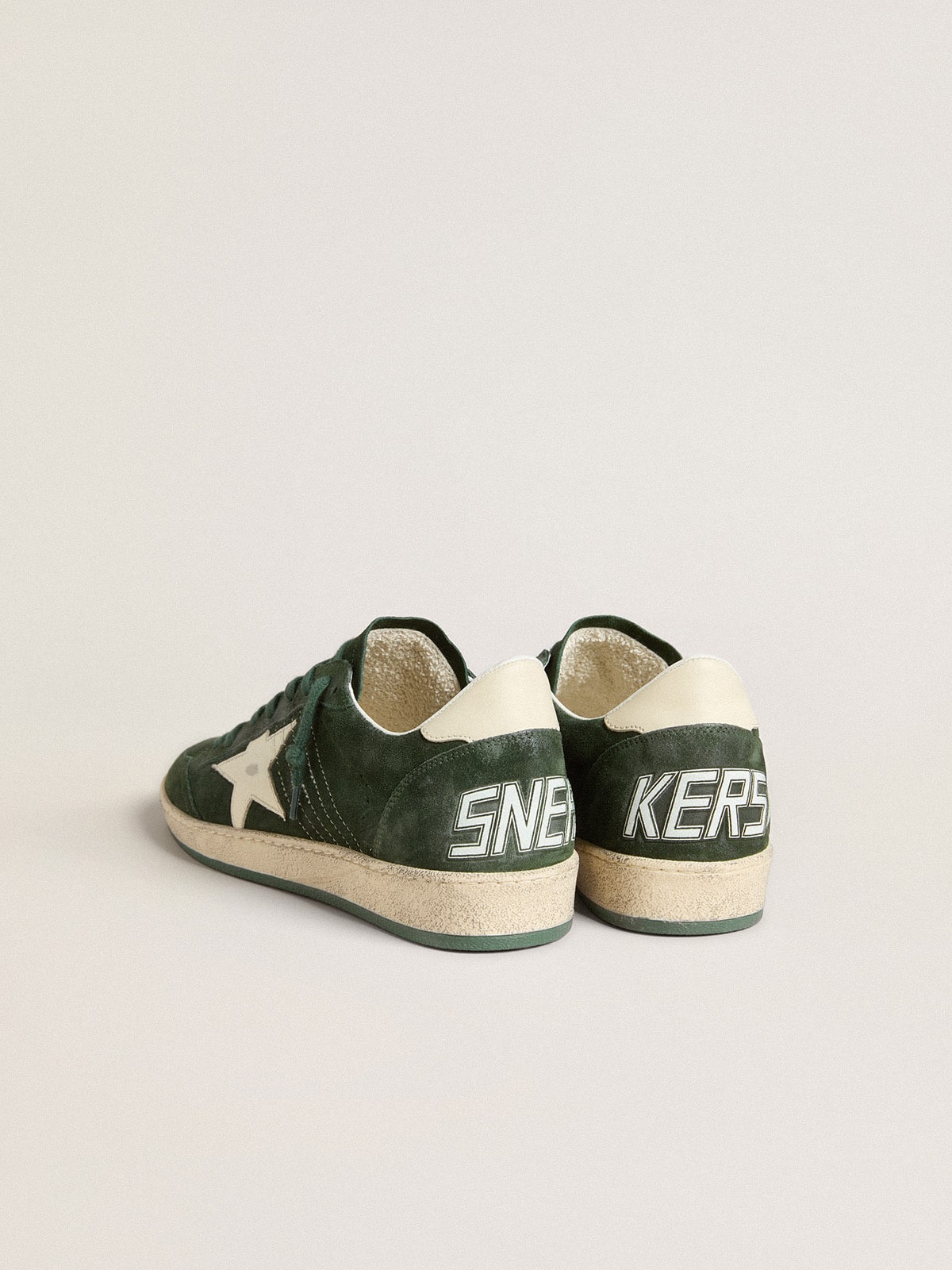 Women's Ball Star in green suede with white leather star and heel tab | Golden Goose