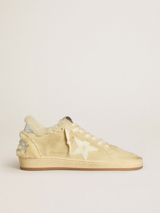 Women's Ball Star  in suede and shearling with white patent leather star | Golden Goose