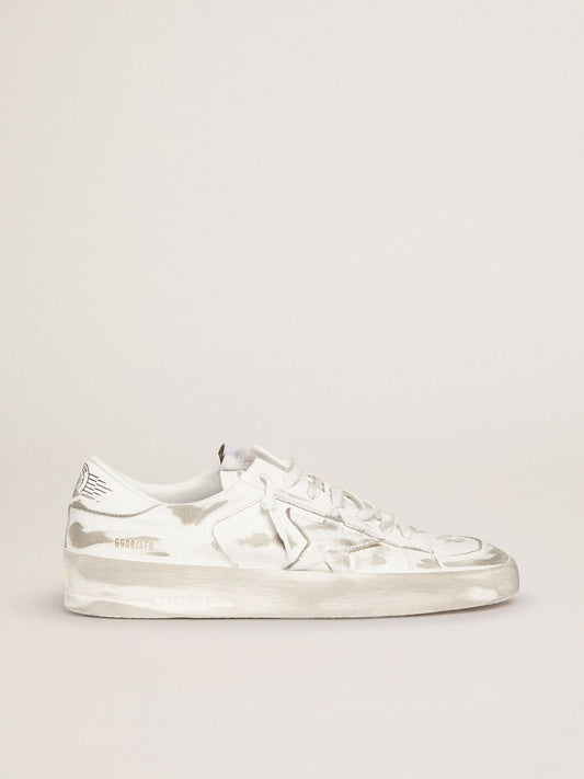 Stardan sneakers in white leather with lived-in treatment | Golden Goose