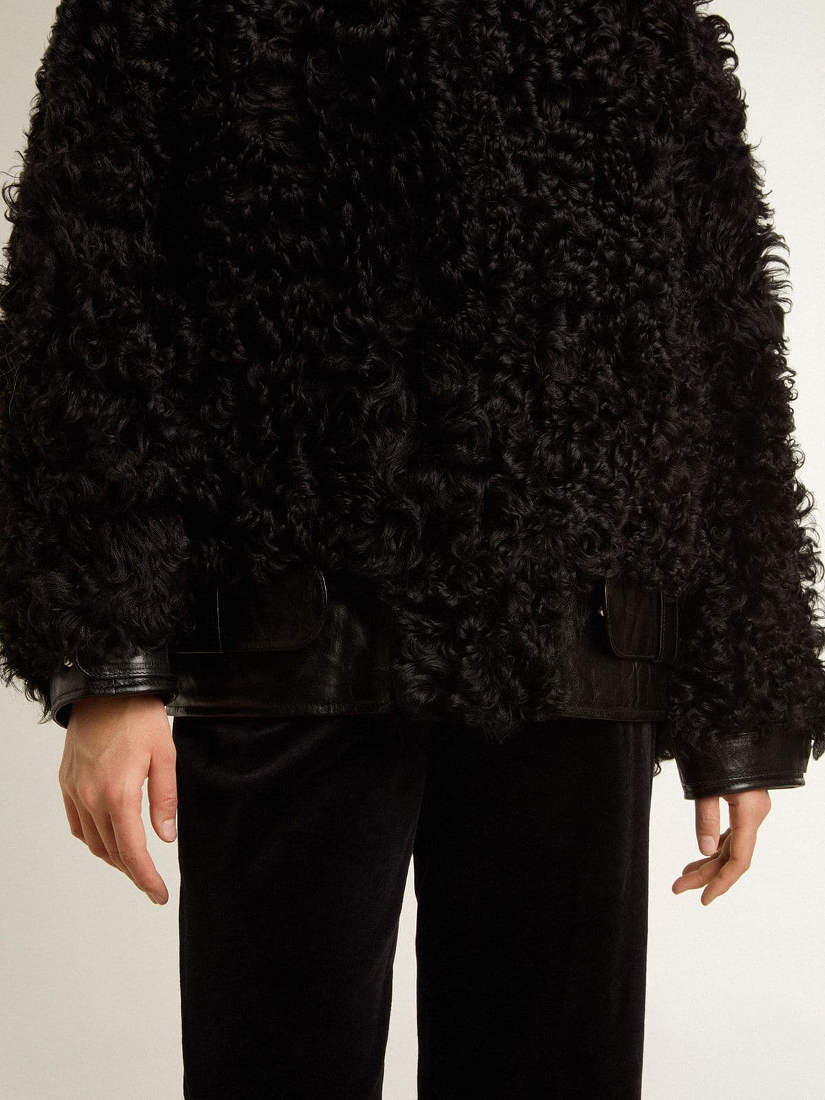 Women's black shearling jacket | Golden Goose