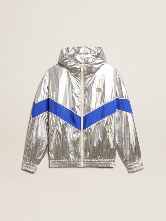 Women’s windcheater in silver technical fabric | Golden Goose