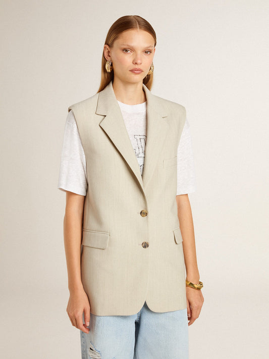 Women's khaki wool blend vest jacket | Golden Goose