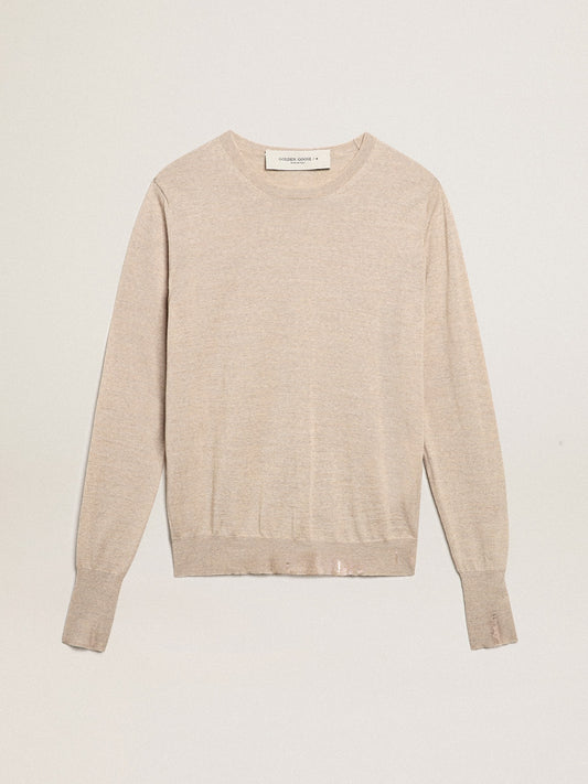 Women's sweater in light brown merino wool | Golden Goose
