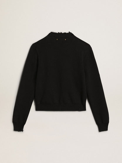 Women’s round-neck sweater in dark blue cotton | Golden Goose