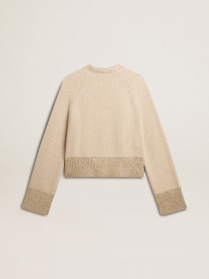 Women's boxy sweater in wool with hotfix crystal decoration | Golden Goose