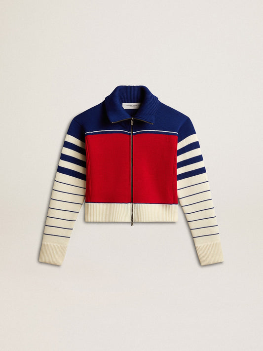 Women’s multicolor striped wool cropped sweatshirt | Golden Goose