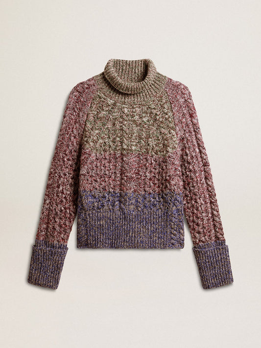 Women's multicolored high neck sweater with mouliné yarn | Golden Goose