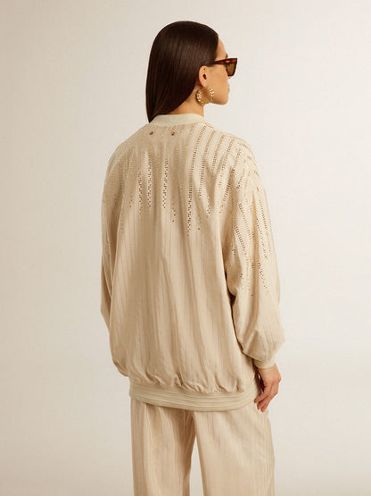 Women's silk and viscose cardigan with pinstripe motif | Golden Goose