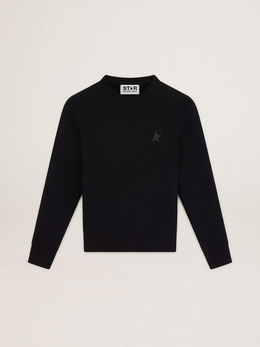 Black Athena Star Collection sweatshirt with tone-on-tone star on the front | Golden Goose