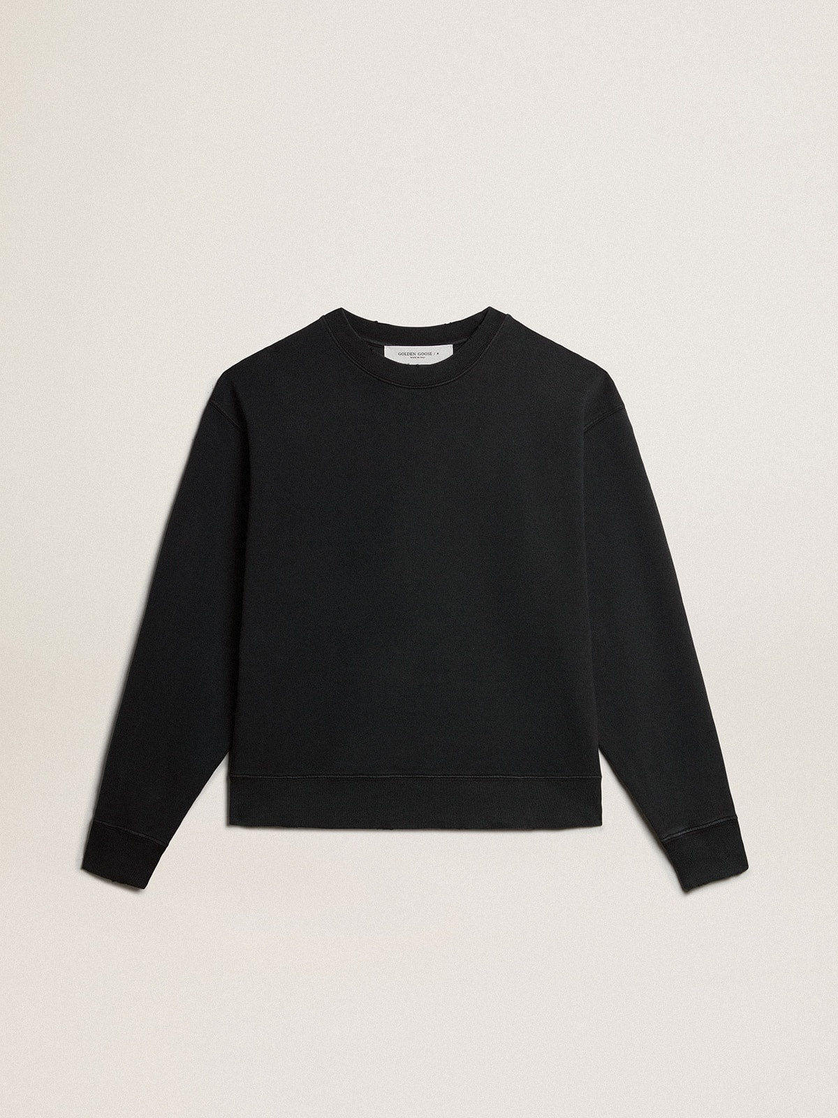Sweatshirt in washed black with reverse logo on the back - Jersey Capsule | Golden Goose