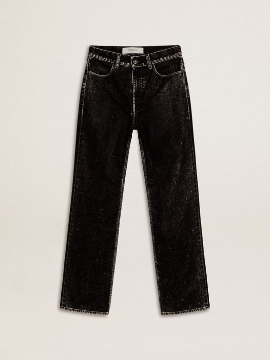 Women's black jeans with a velvet-like wash effect | Golden Goose