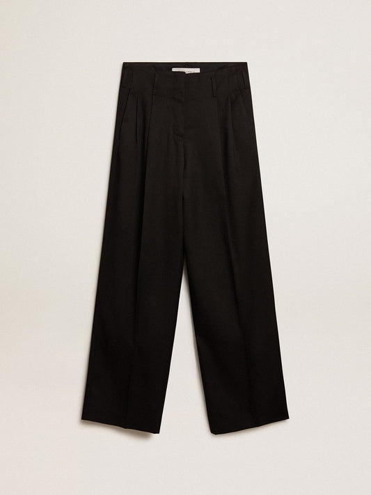 Women’s black wool gabardine pants | Golden Goose