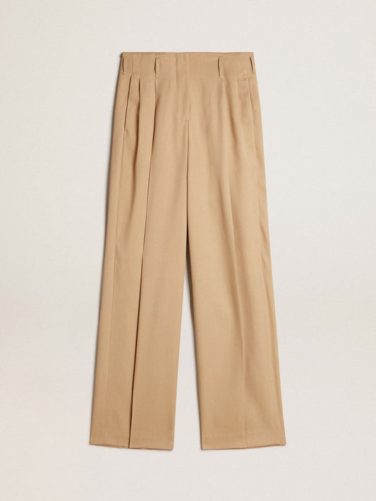 Women’s wool gabardine pants in sand | Golden Goose