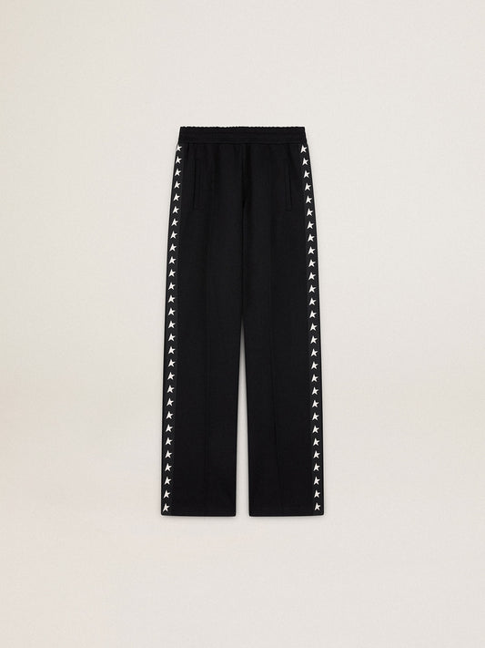 Women’s black joggers with white stars on the sides | Golden Goose